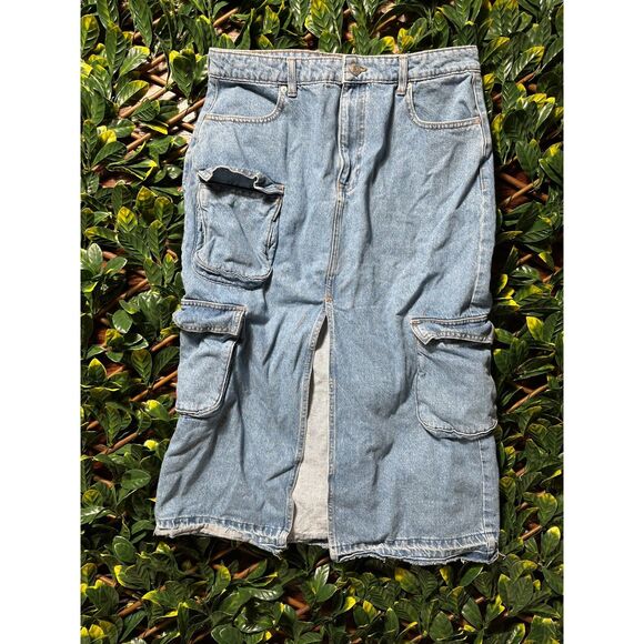 Aero Denim Cargo Maxi Skirt size XL - Picture 1 of 6